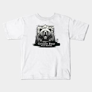 Grizzly Bear - WILD NATURE - GRIZZLY -12 Kids T-Shirt